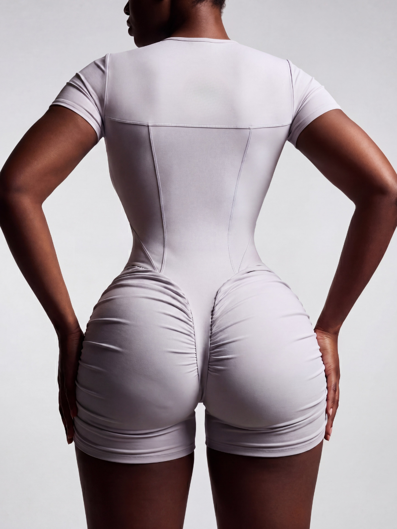 Silver Sculpt Zip Romper