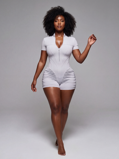 Silver Sculpt Zip Romper