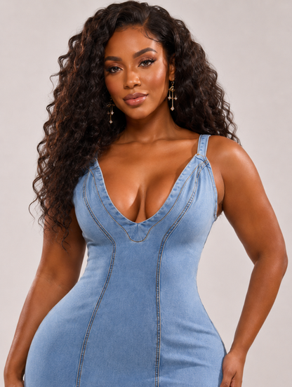 Denim Muse Ruffle Maxi Dress